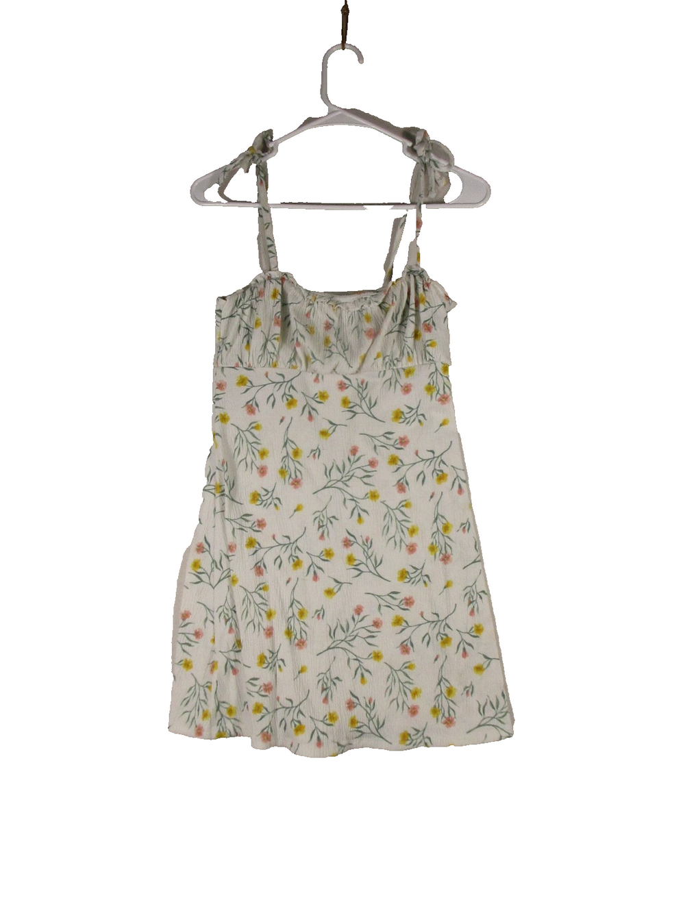 H&M Devided Womens Floral Ruffled Sundress Adjustable Strap Size XS White