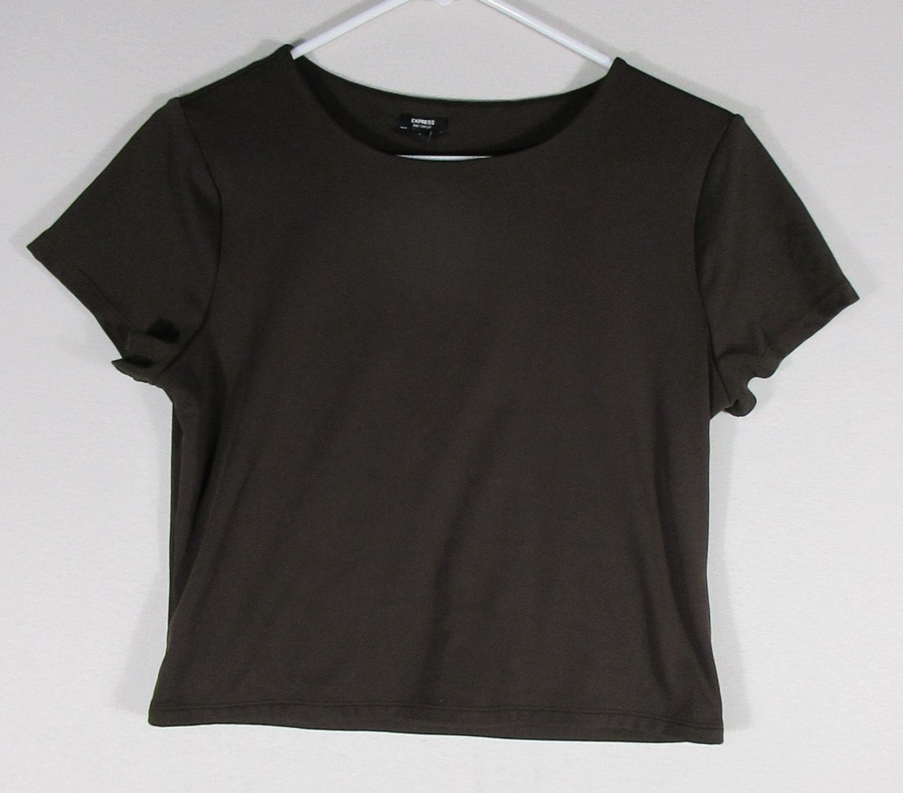 Express Womens Body Contour Short Sleeve Top Lightweight Size L Brown