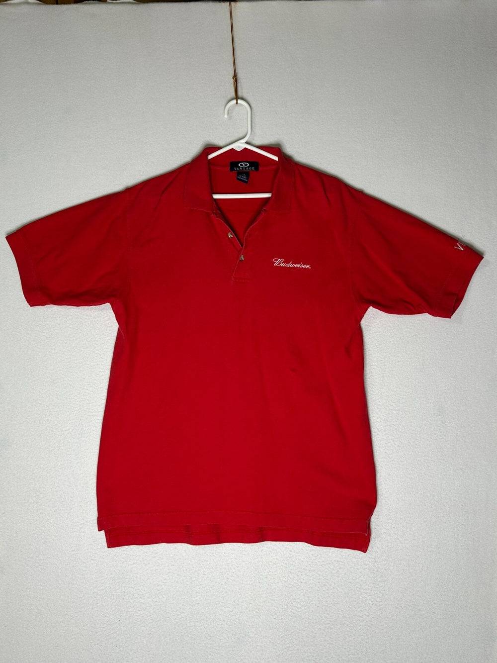 Vantage Red Budweiser VIP Polo Combed Cotton Men's Size Medium Gameday Polo