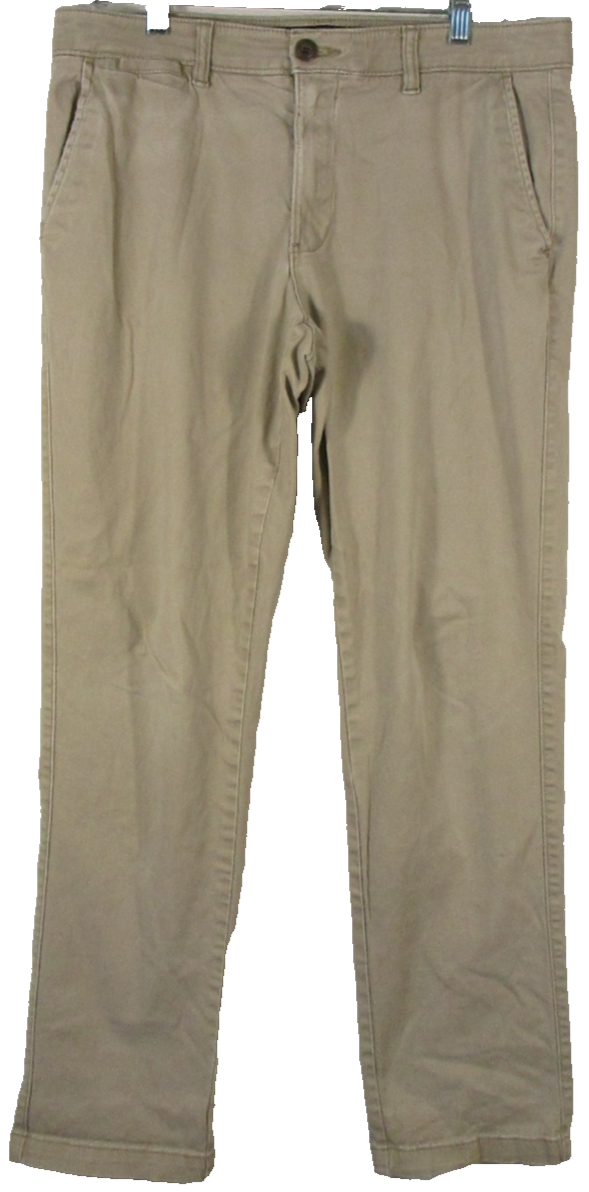 Sonoma Goods For Life Mens High Rise Straight Chino Pants Pockets Sz 33/32 Khaki