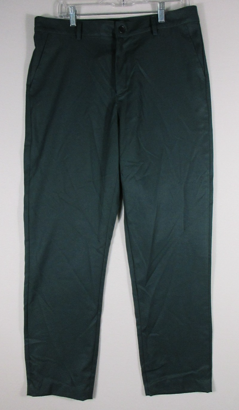 Man Finity Mens Dress Pants Beltloops Flat Front Slash Pockets Size L Green
