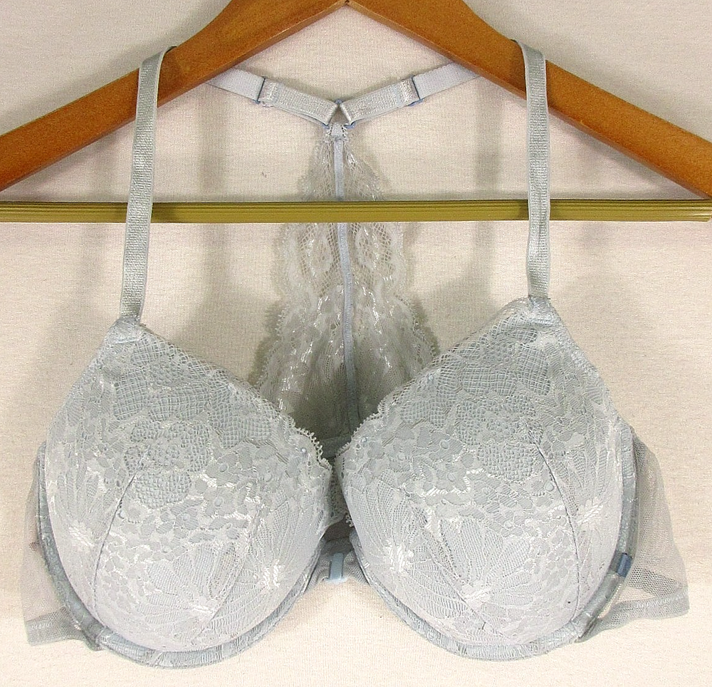 Victoria's Secret Womens Dream Angels Lightly Lined Lace Demi Bra Size 38C Silve