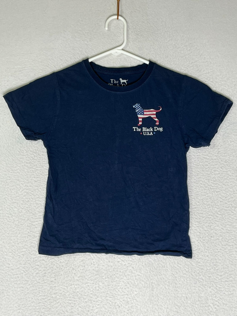 The Black Dog Navy Blue Crew Neck T Shirt 100% Cotton Graphic Kids Size Small