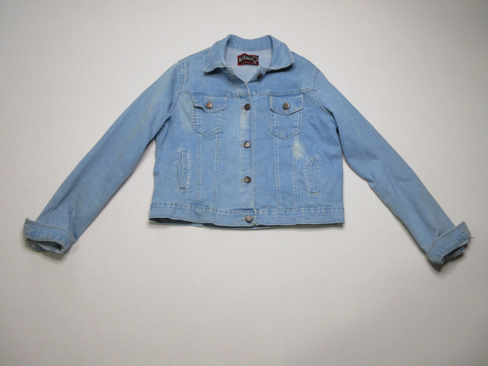 Retal Denim Button-Up Long Sleeve Teens Jacket Chest Pockets Size XL Blue
