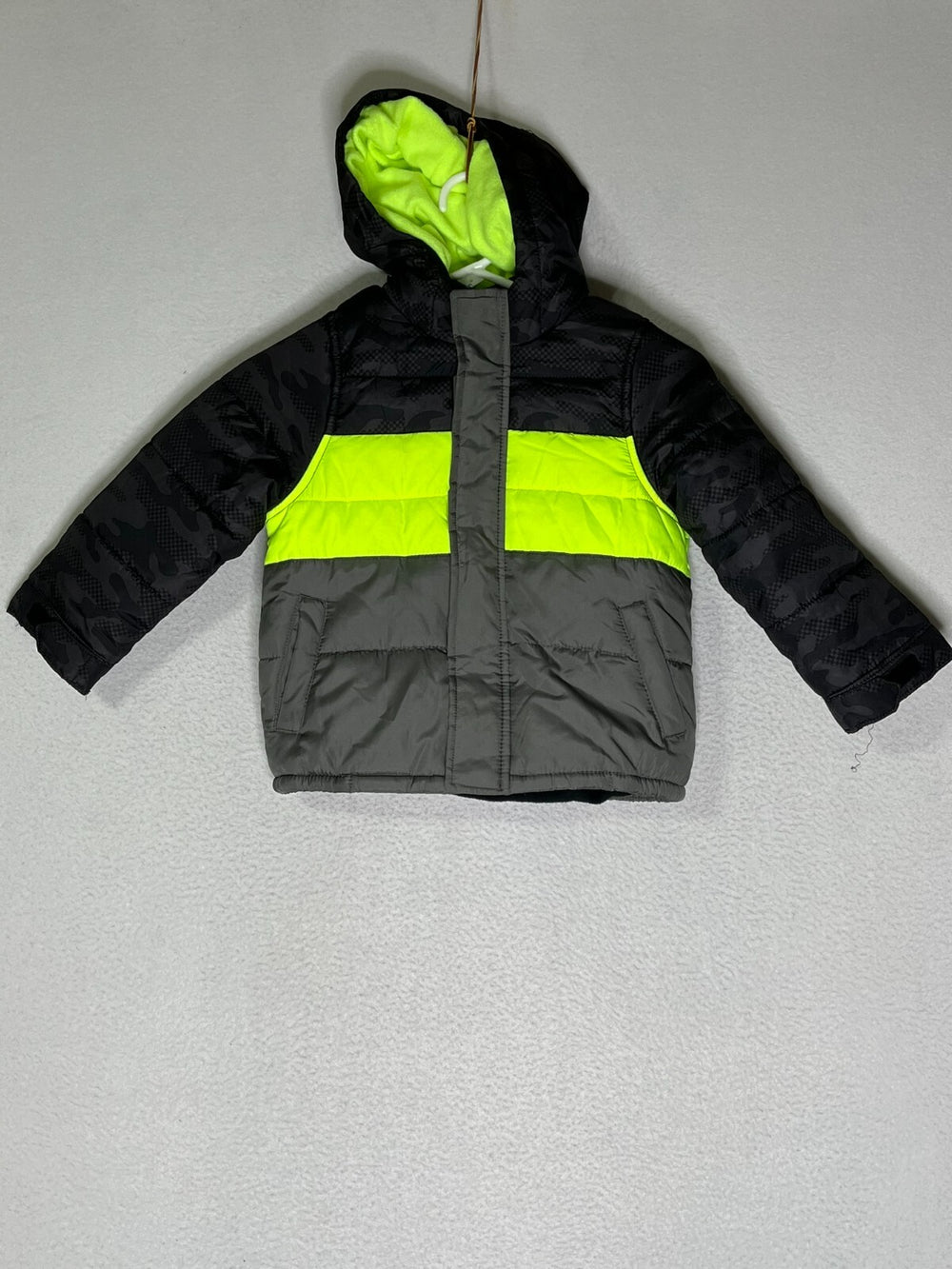 Carter's Grey Black Full Zip Up Puffer Jacket Hooded Classic Unique Kids Size S