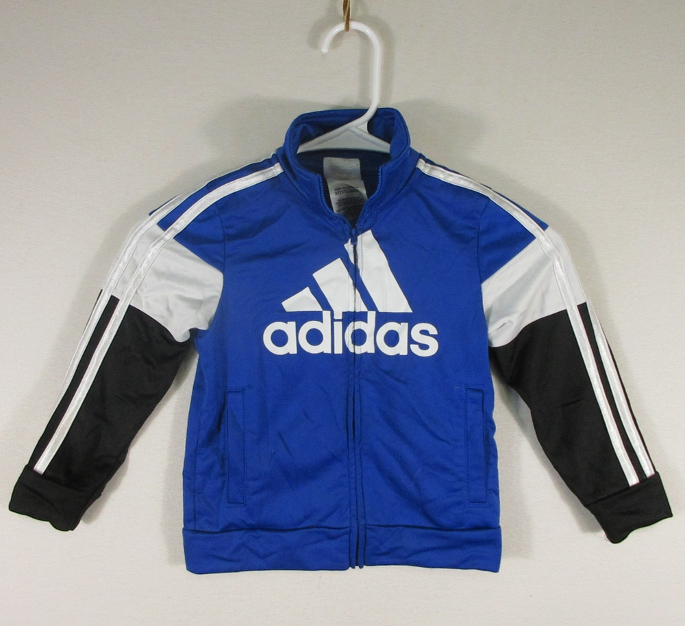 Adidas Boys Zip-Up Track Jacket Long Sleeve Pockets Size 3T Blue/Black