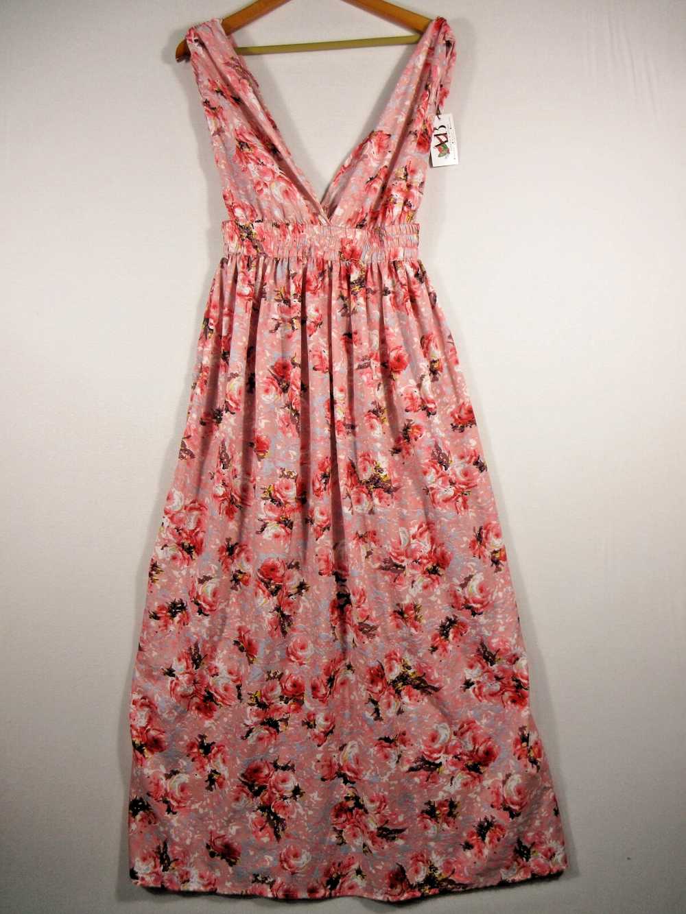 America & Beyond Womens Floral V-Neck A-Line Dress Sleeveless Size S Pink