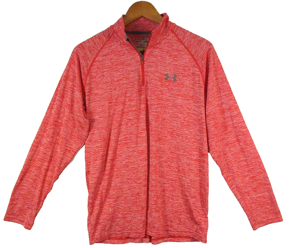Under Armour Mens Zip Front Shirt Jacket Long Sleeve Collared Size M Red