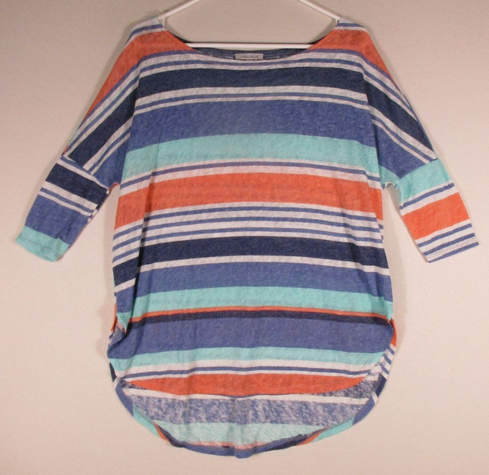 White Birch Womens Striped Round Neck Top Shirt 3/4 Sleeve Size S Multicolor