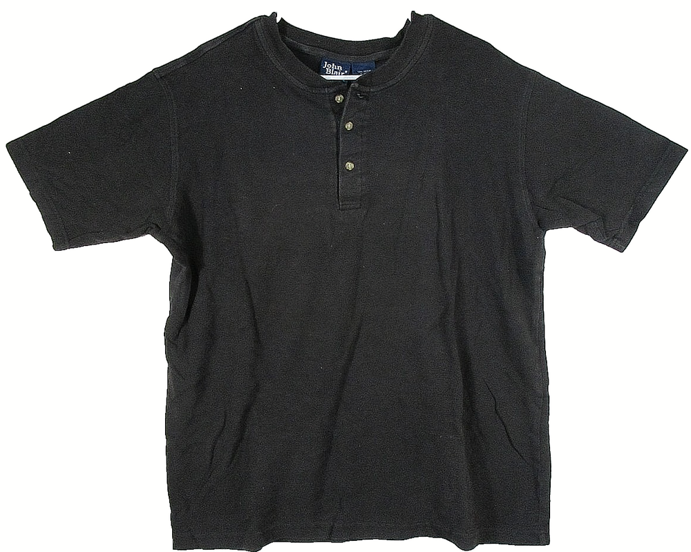 John Blair Mens Button-Up Polo Shirt Crew Neck Short Sleeve Size XL Black