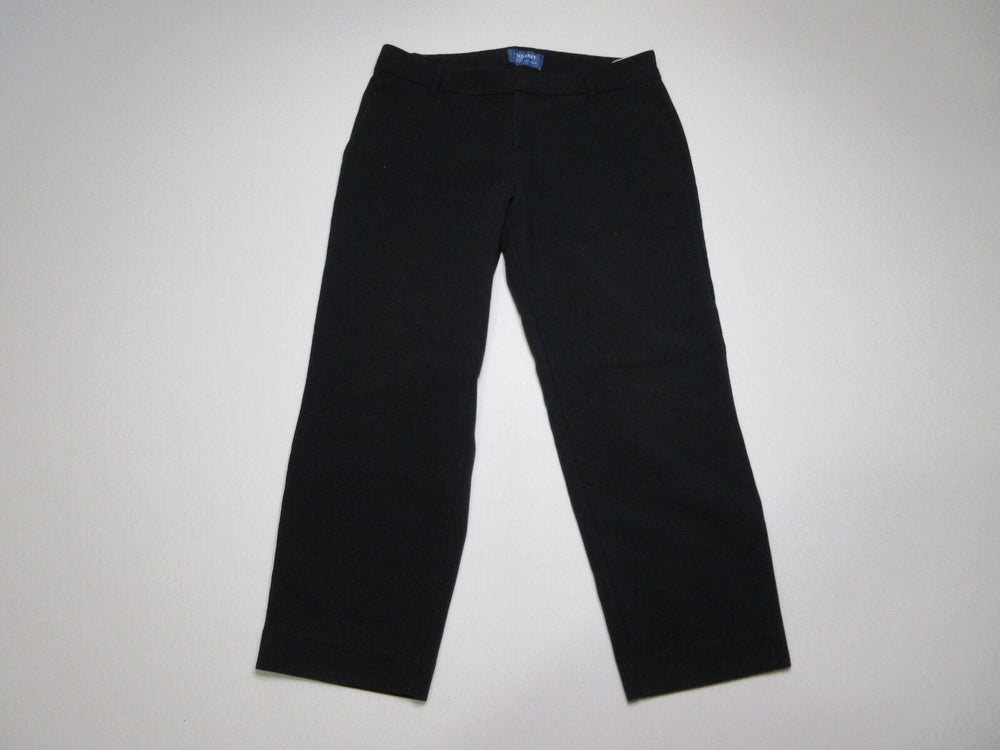 Old Navy Womens Flat Front Mid Rise Pants Slash Pockets Straight Leg Sz 6 Black