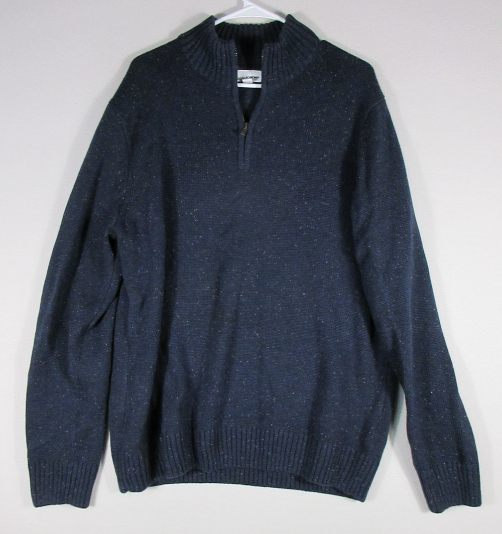 Sonoma Goods For Life Mens 1/4 Zip Pullover Sweater Long Sleeve Size XL Blue