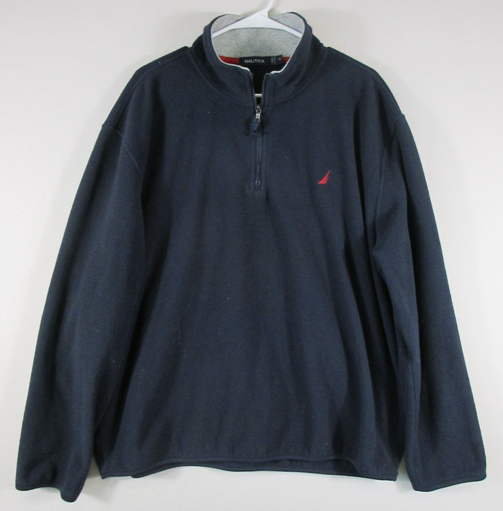 Nautica Mens Zip-Up Fleece Sweatshirt Long Sleeve Collared Size XL Navy Blue