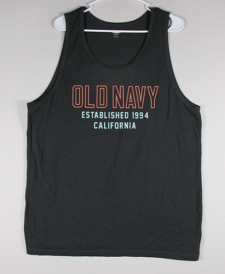 Old Navy Mens Graphic Tank Top Scoop Neck Sleeveless Soft-Washed Size XL Black