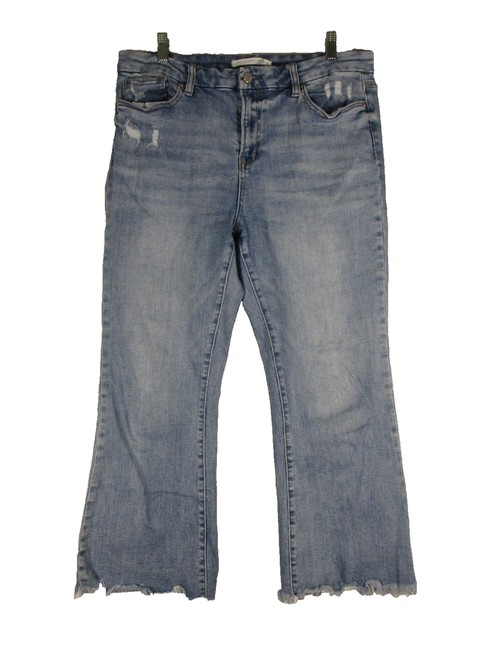 Altar'd State Womens Denim Crop Jeans Distressed Flare Raw Hem Size 32 Blue