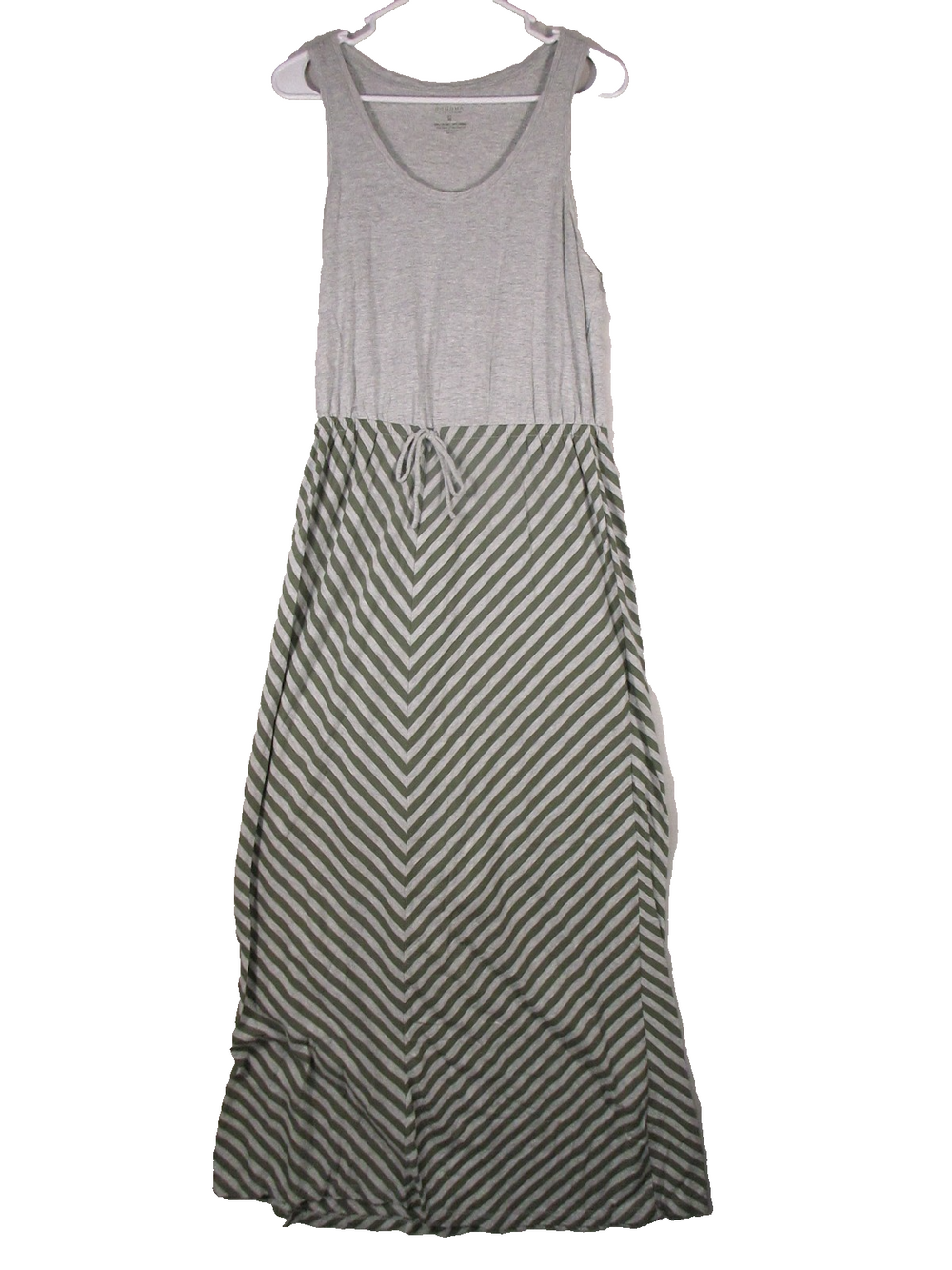 Sonoma Womens Maxi Dress Striped Jersey Knit Tank Sleeveless Size M Gray