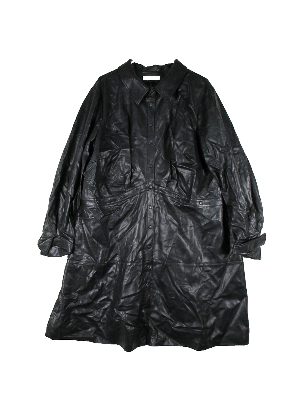 Eloquii Mens Button-Up Faux Leather Jacket Coat Long Sleeve Size 24 Black