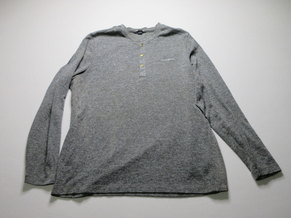 Eddie Bauer Gray Thermal Henley Snap Long Sleeve T-Shirt Men's Size XXL