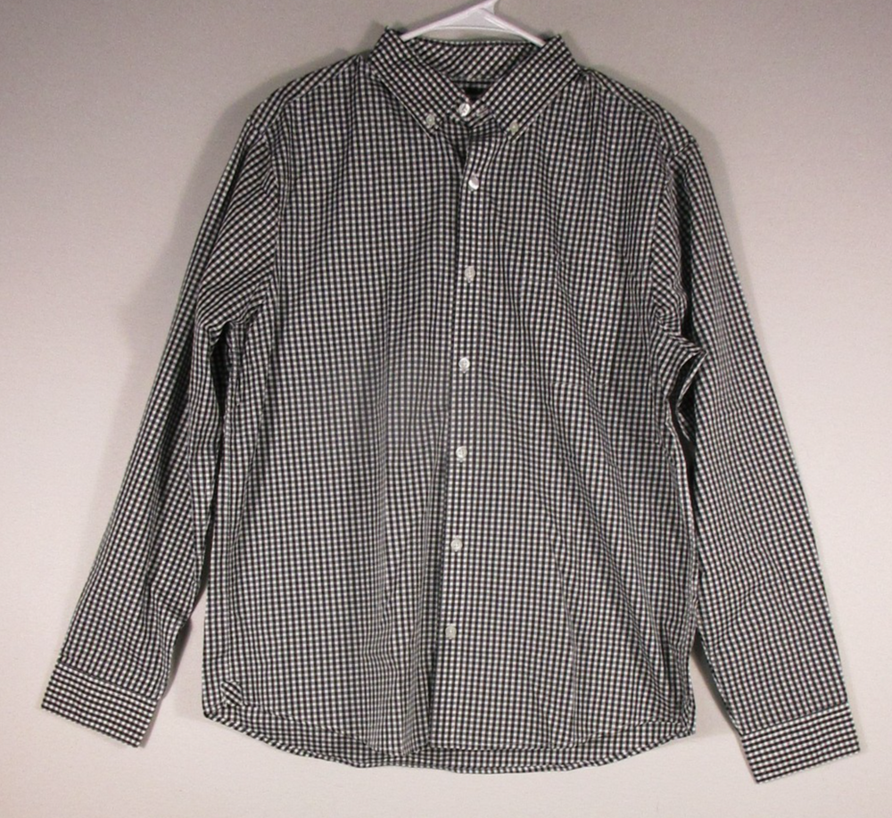 Port Authority Mens Pleated Button-Up Shirt Long Sleeve Collared Size M Multi