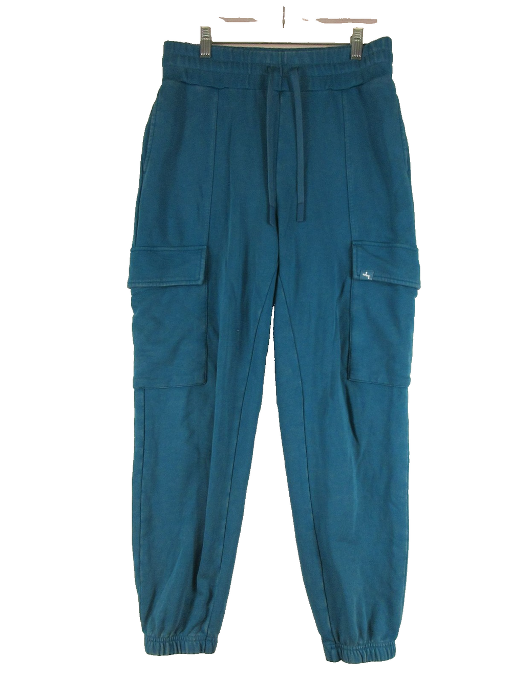 JoyLab Sweatpants Womens S Teal Cargo Jogger Drawstring Elastic Waist Pockets