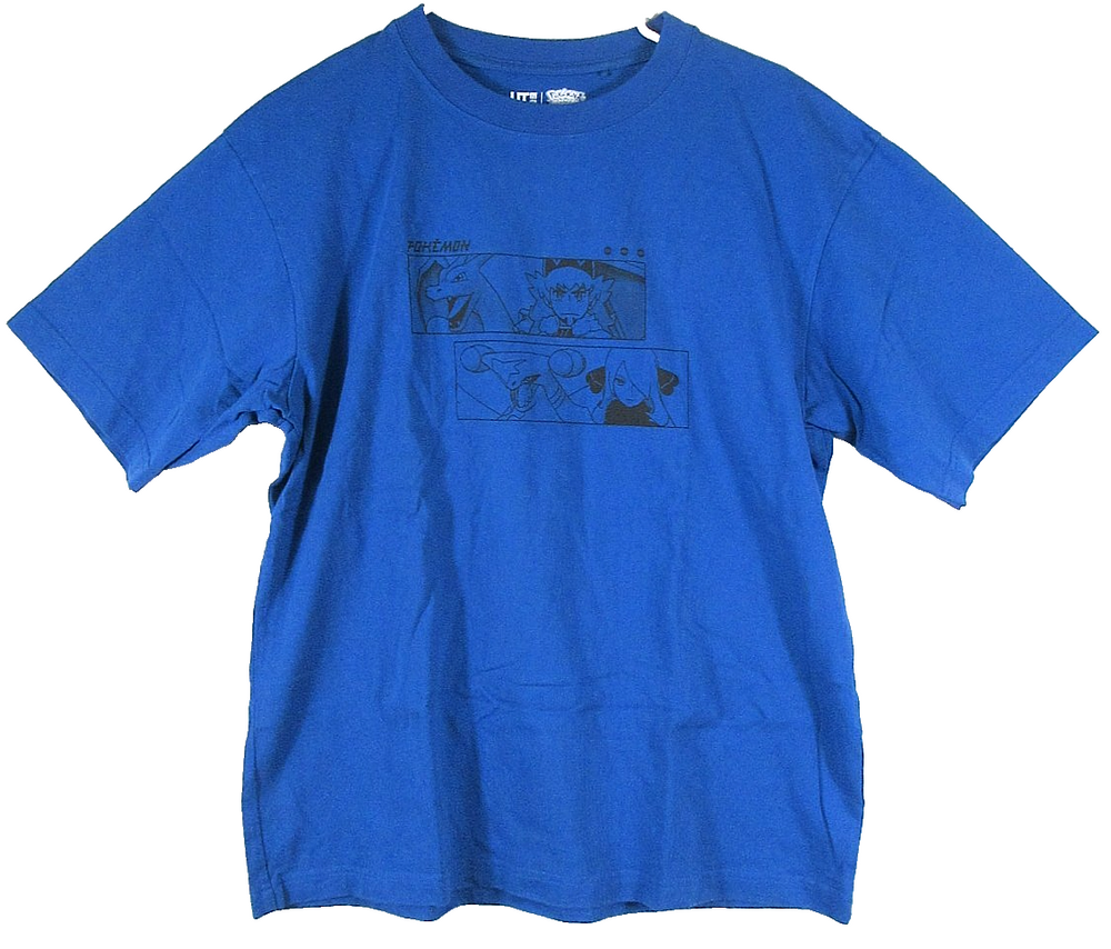 Uniqlo Mens Pokemon Masters Graphic T-Shirt Crew Neck Short Sleeve Size M Blue