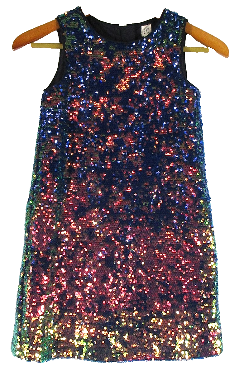 Gap Kids Girls Sequin Swing Dress Back Zip Sleeveless Size M Multicolor