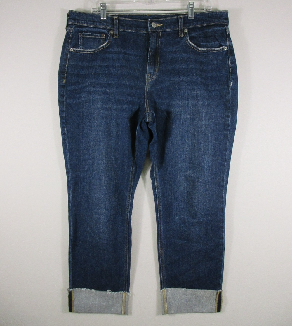 Old Navy Womens Mid Rise Boyfriend Jeans Straight Leg Pockets Size 12 Blue