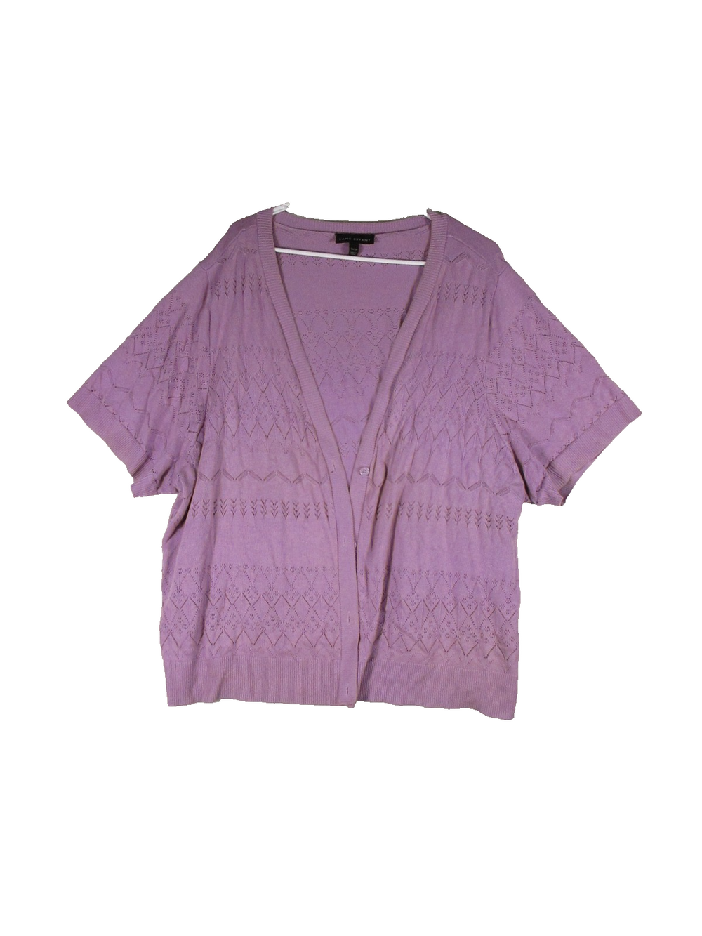 Lane Bryant Womens Open Front Cardigan Knit Sweater Short Sleeve Size 26/28 Pink