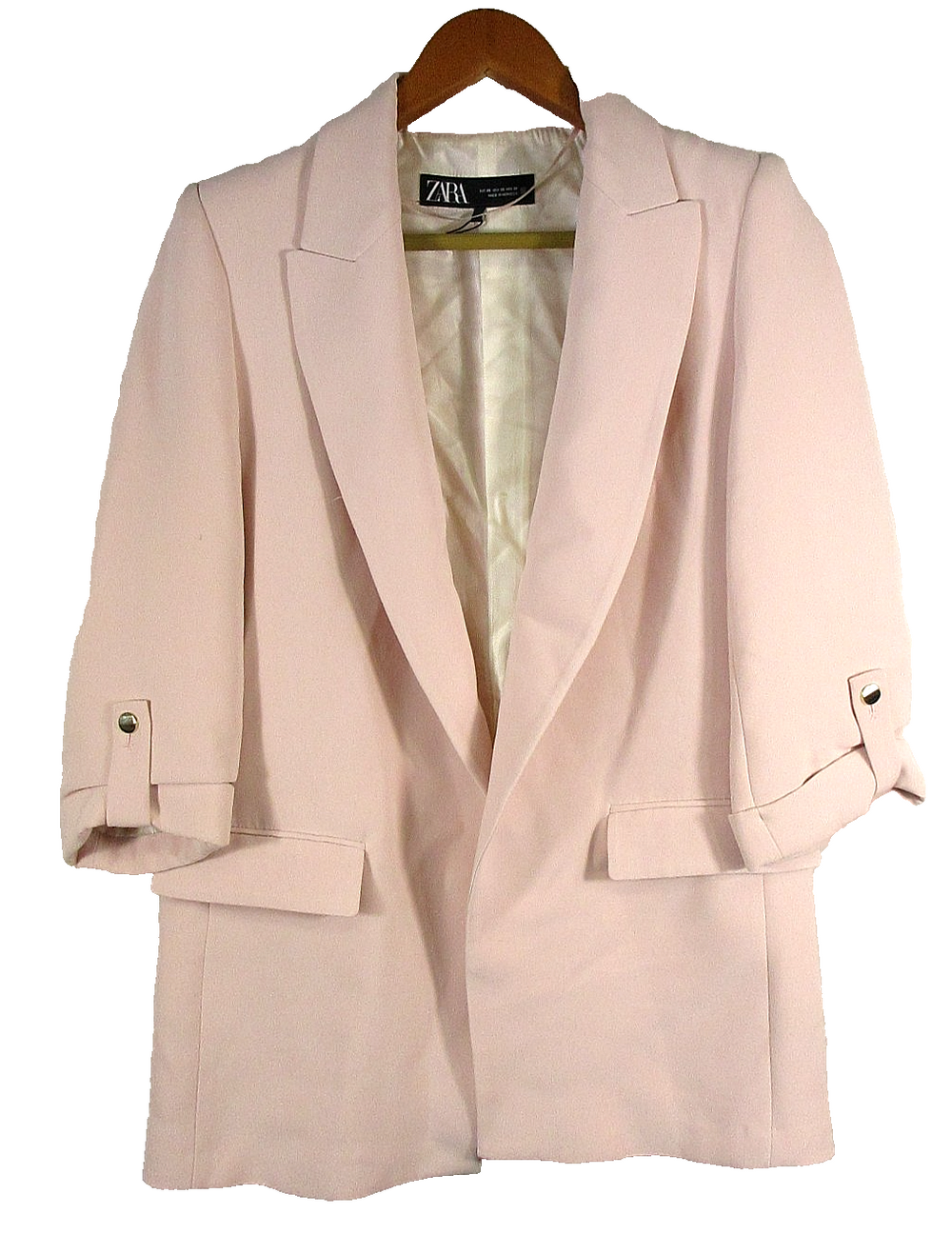 Zara Womens Button Down Blazer Jacket Cuffed Sleeve Notched Collar Size XS Pink