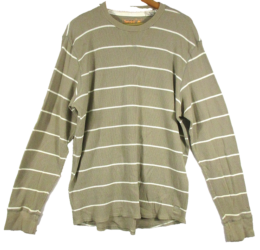 Timberland Womens Pullover Crew Neck Striped Sweater Long Sleeve Size XL Green