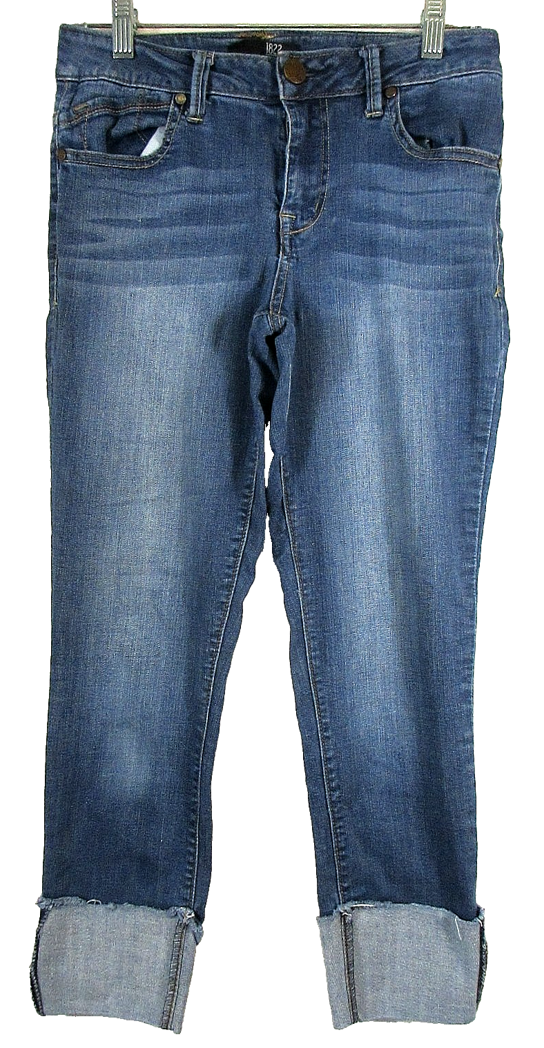 Taylor Womens Mid Rise Stretch Denim Jeans Straight Leg Pockets Size 4 Blue