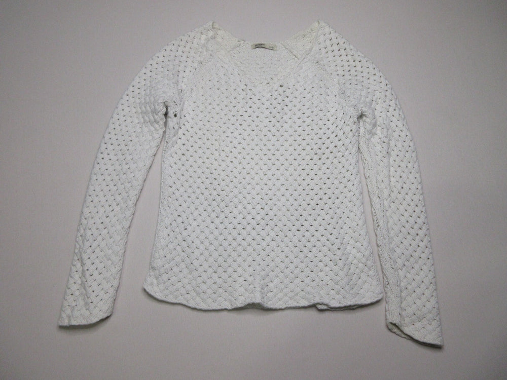 Old Navy Teens Pullover Crew Neck Basket Weave Sweater Long Sleeve Size L White