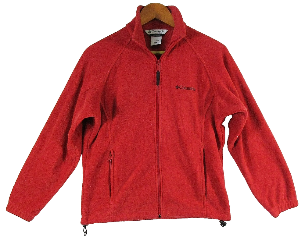 Columbia Womens Casual Zip-Up Fleece Jacket Long Sleeve Pockets Size S Red