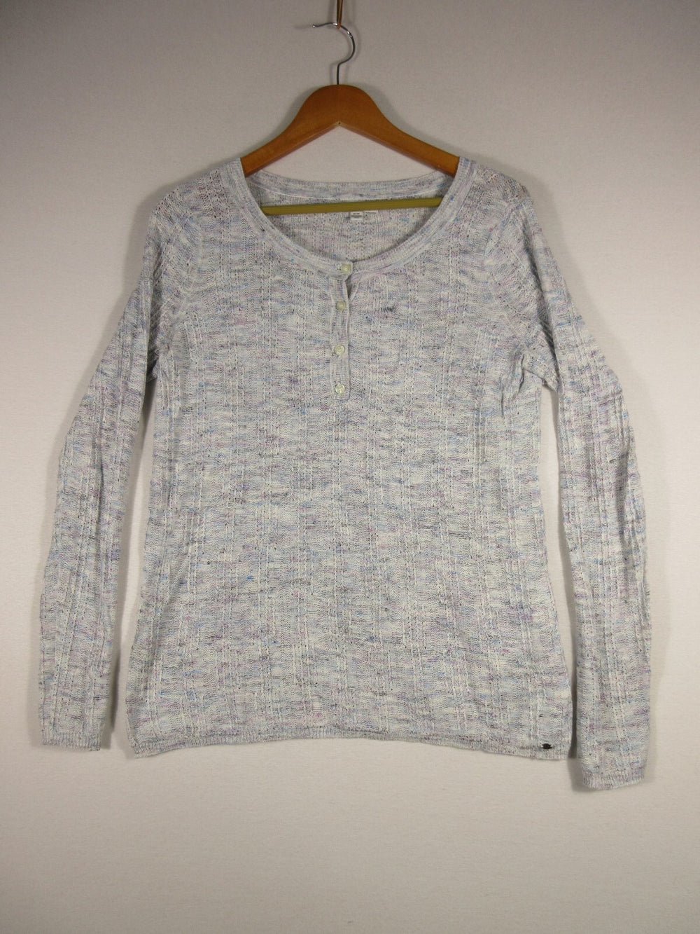 American Eagle Outfitters Womens Front Button Round Neck Henley Top Size M Gray