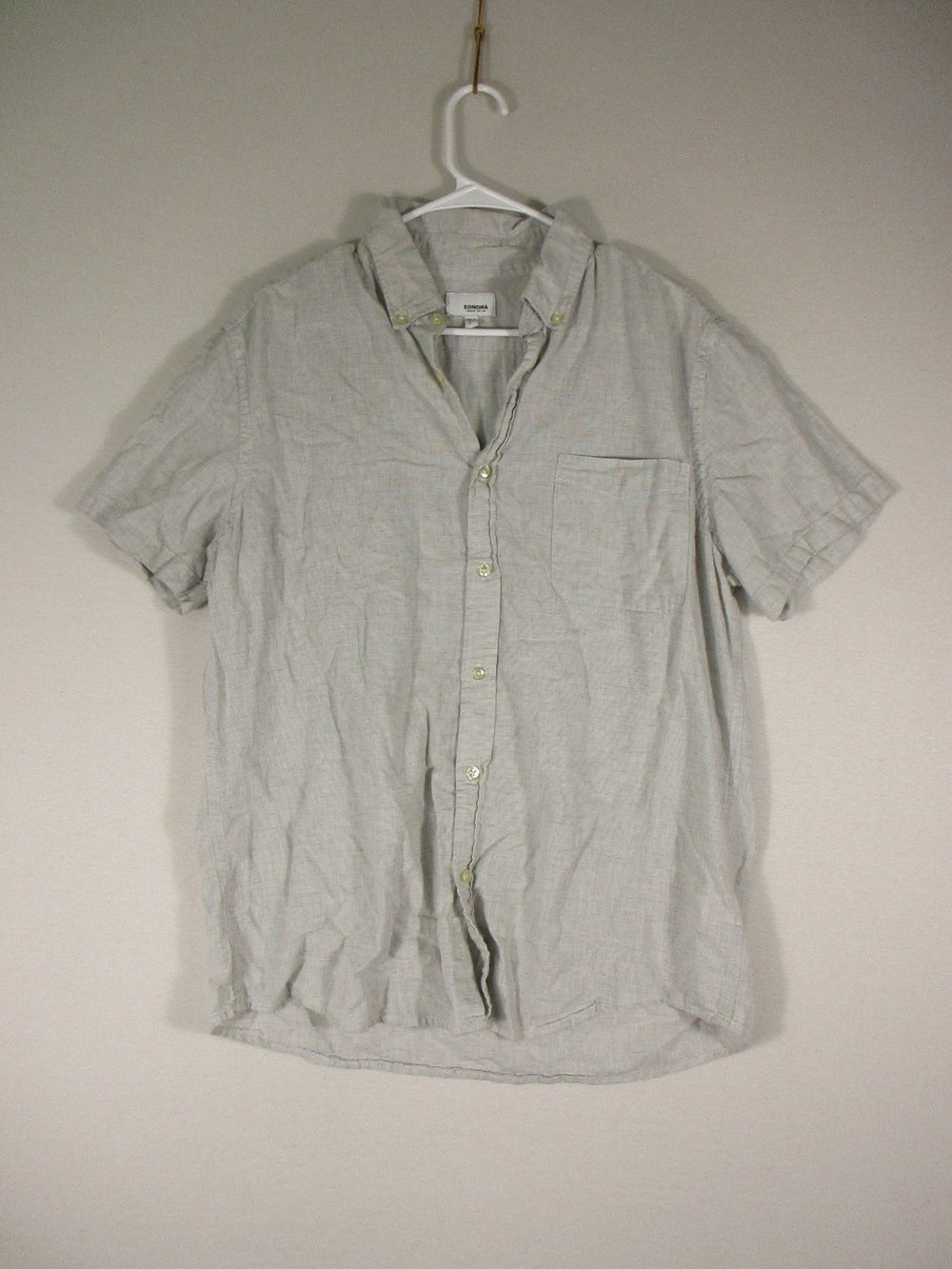 Sonoma Goods For Life Mens Button-Up Shirt Short Sleeve Pocket Size L Gray