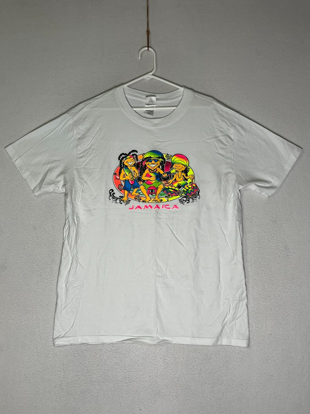 Tropix White Short Sleeve Pullover Jamaica T Shirt 100% Cotton Men's Size XXL