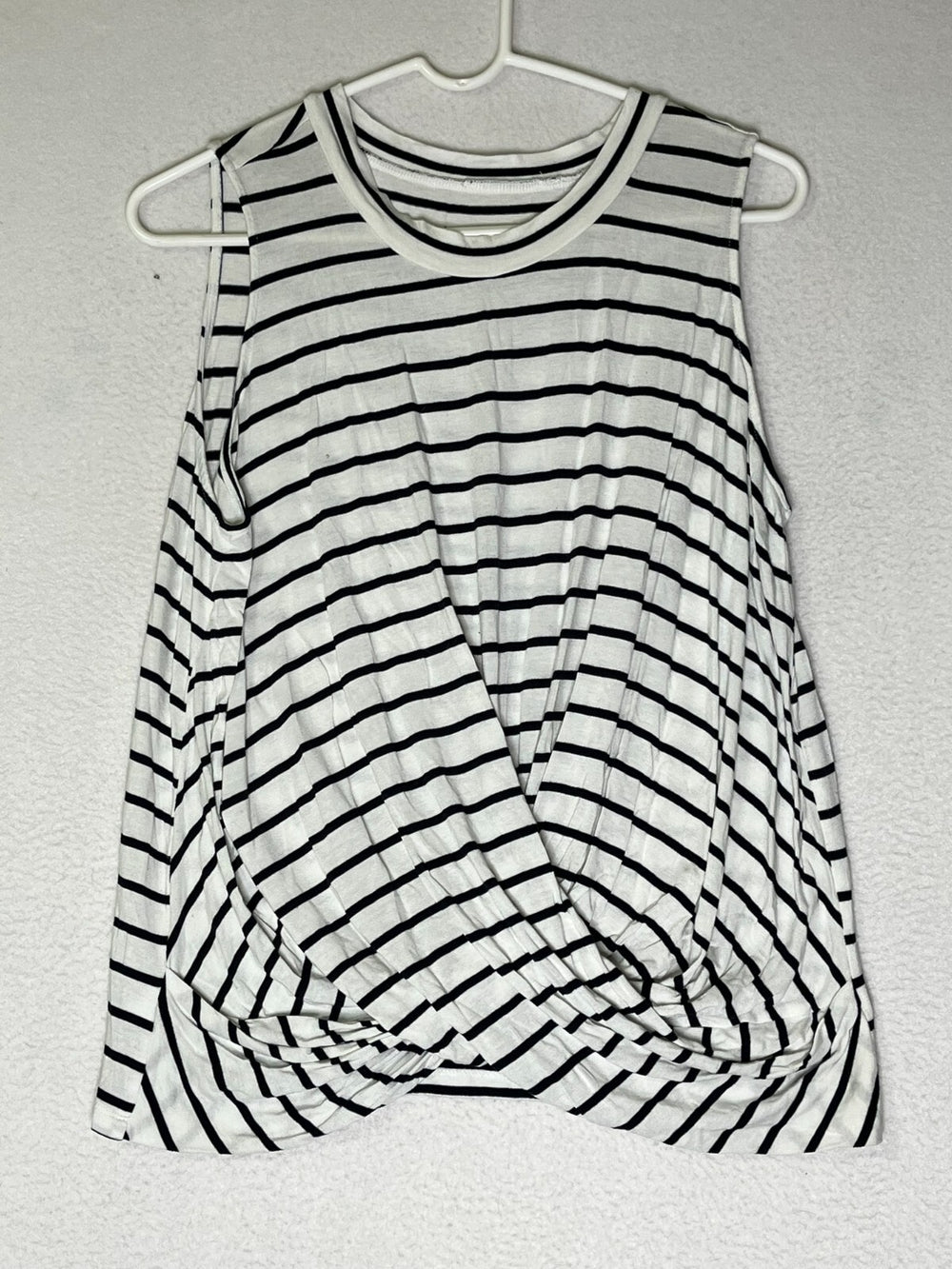 Loft Outlet White Navy Blue Striped Knotted Hem Tank Top Women's Size Large
