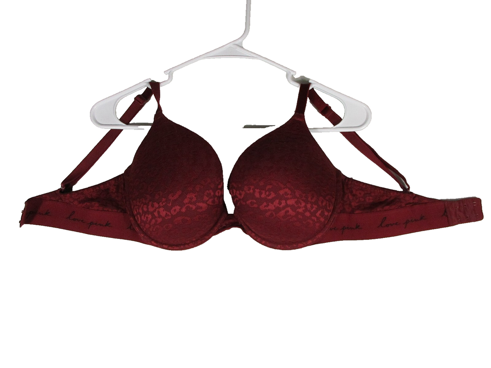 Victoria’s Secret Pink Womens Everywhere Underwire Push-Up Bra Size 34DD Red