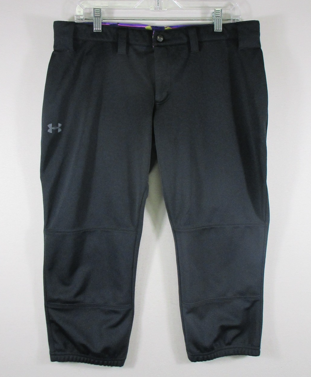 Under Armour Womens Utility Fastpitch Softball Pants Straight Leg Size L Black