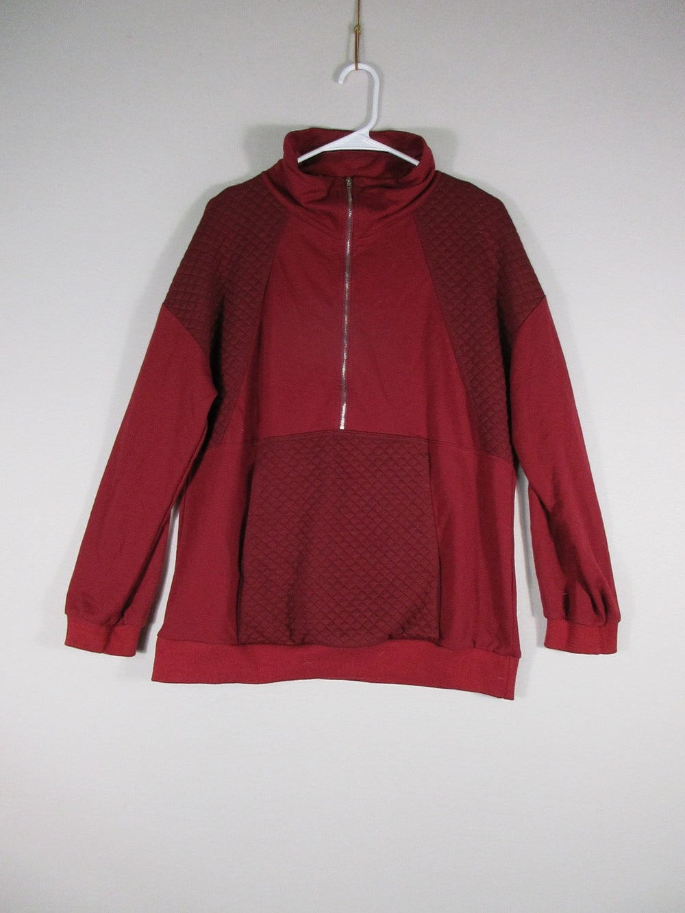 BTFBM Mens Half Zip Pullover Sweatshirt Long Sleeve Pockets Size M Red