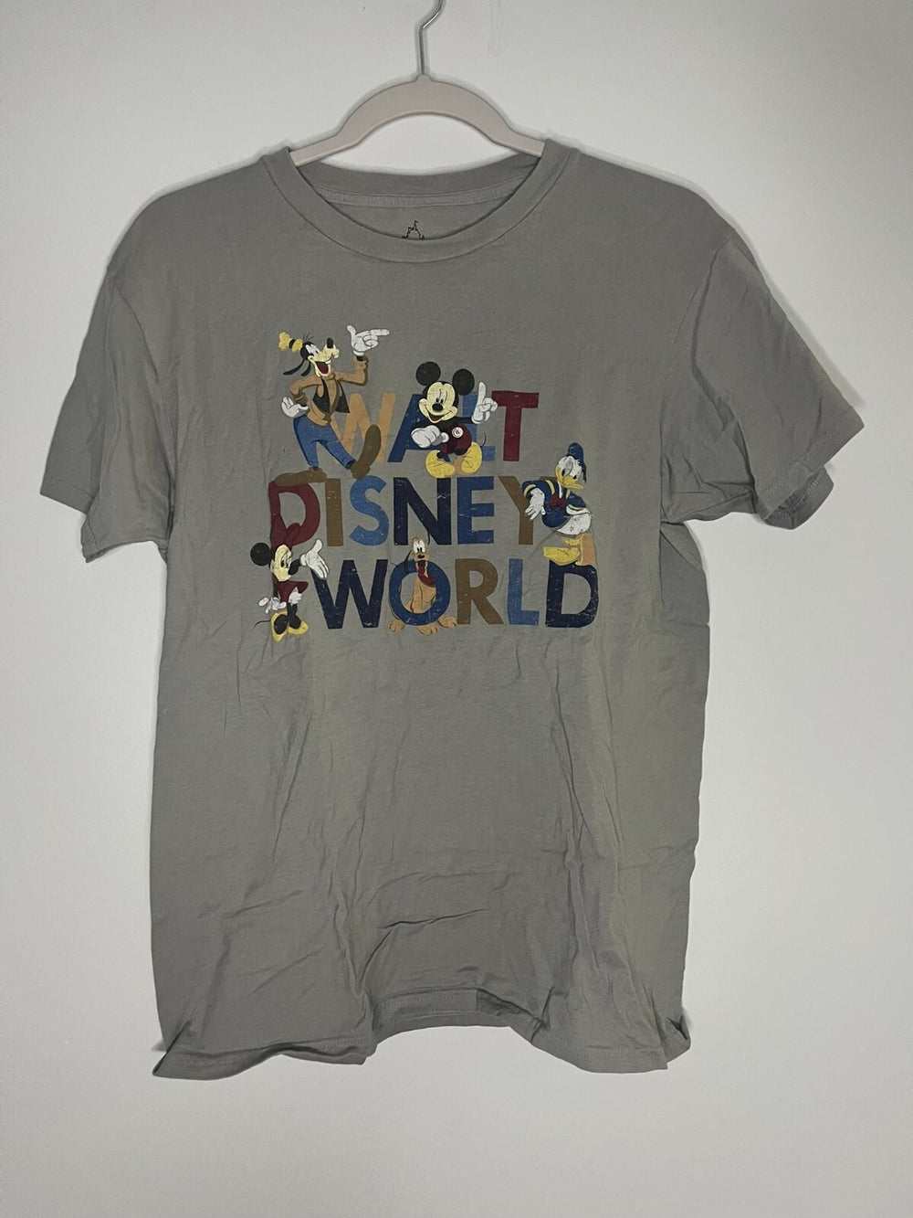 Disneyland Grey Walt World Goofy Minnie Mickey Mouse Graphic T-Shirt Mens Size M
