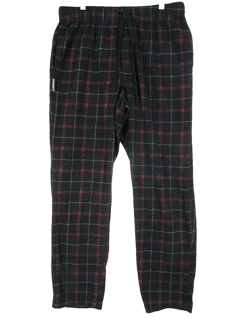 Avalanche Mens High Waist Fleece Pajama Pants Plaid Print Pockets Size M Black