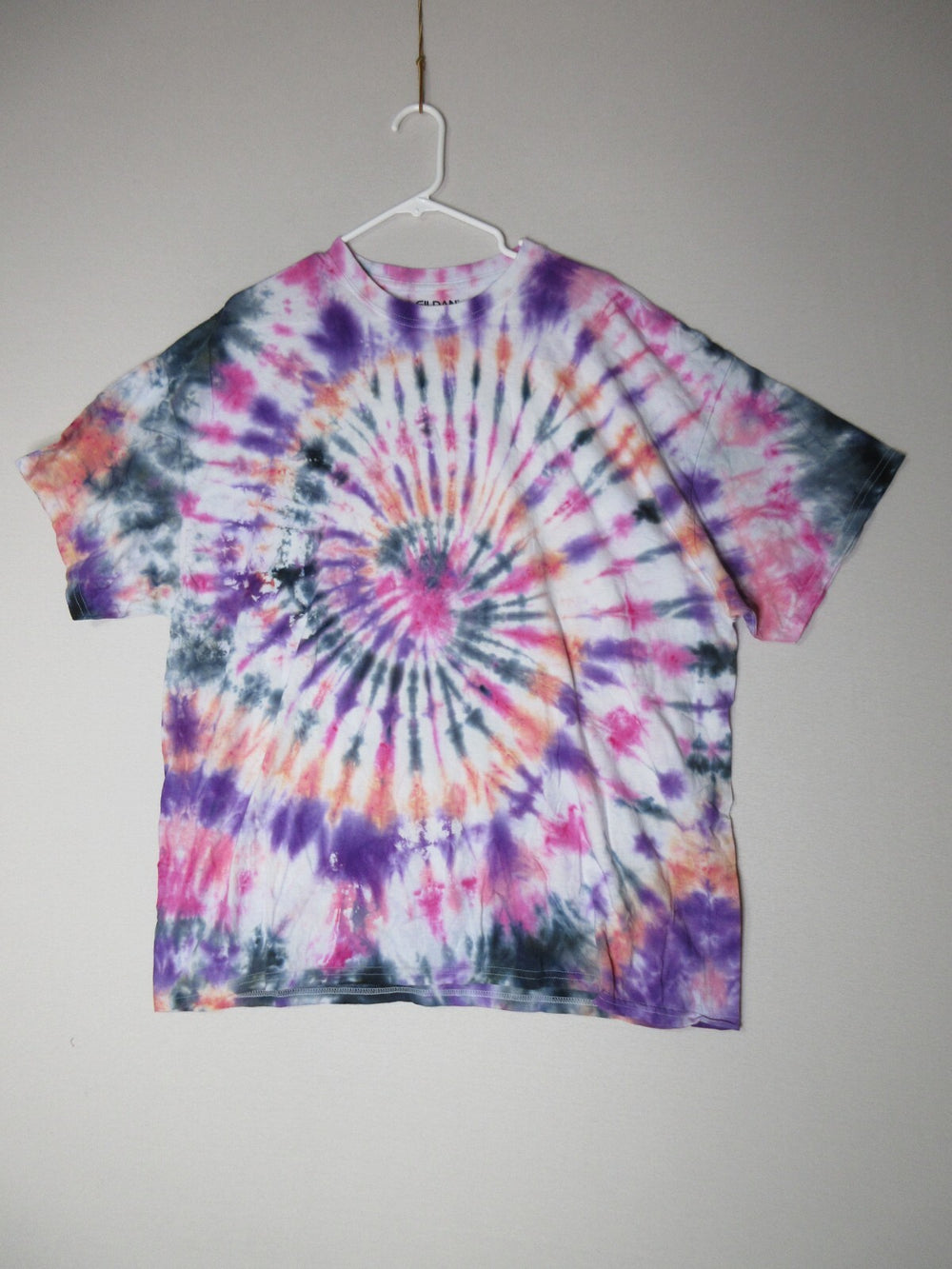 Gildan Womens Tie-Dye Regular Fit Crew Neck Top Short Sleeve Size 2XL Multicolor