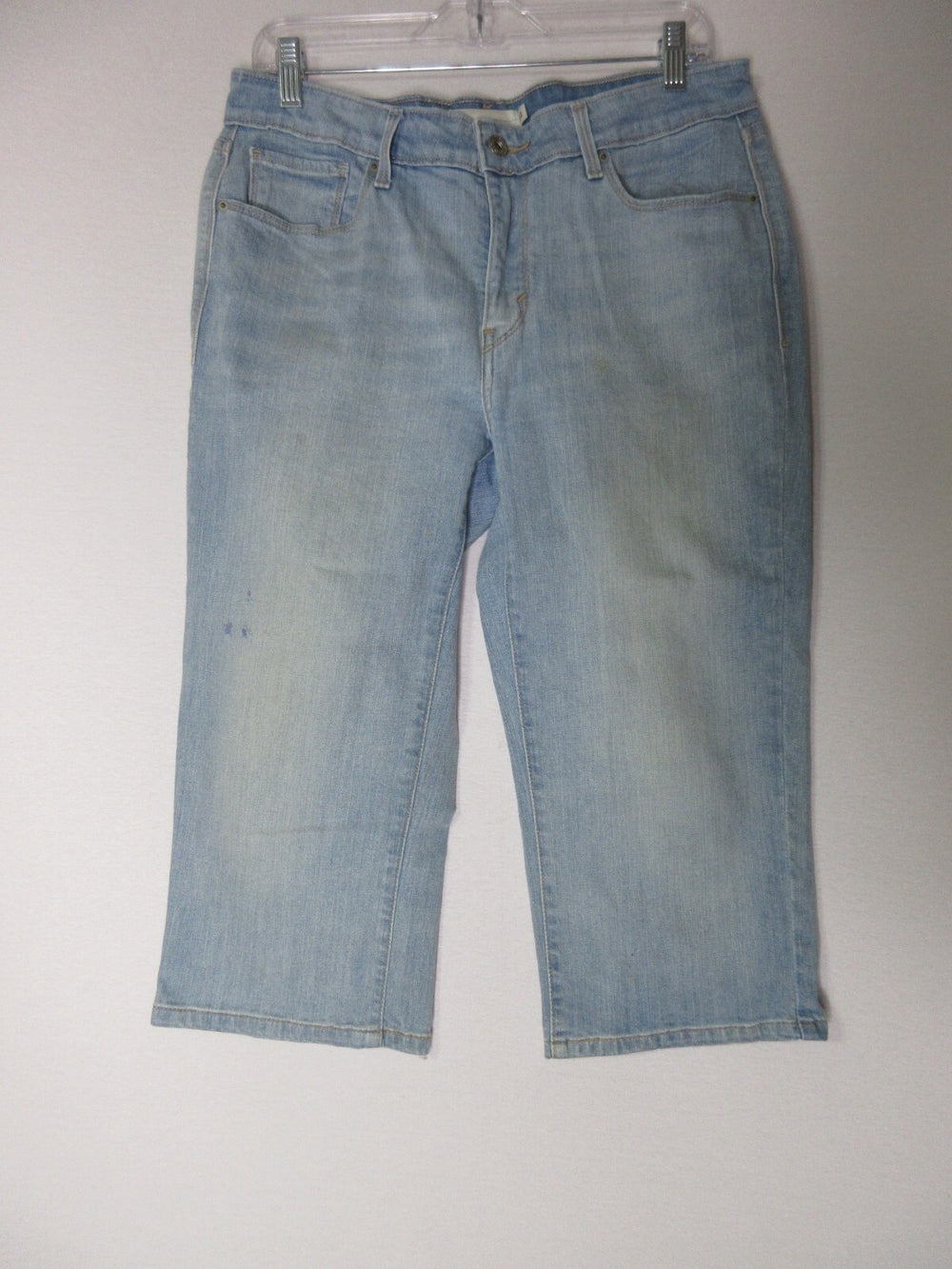 Levi's Womens Denim High Rise Single Button Jeans Straight Cropped Size 12 Blue