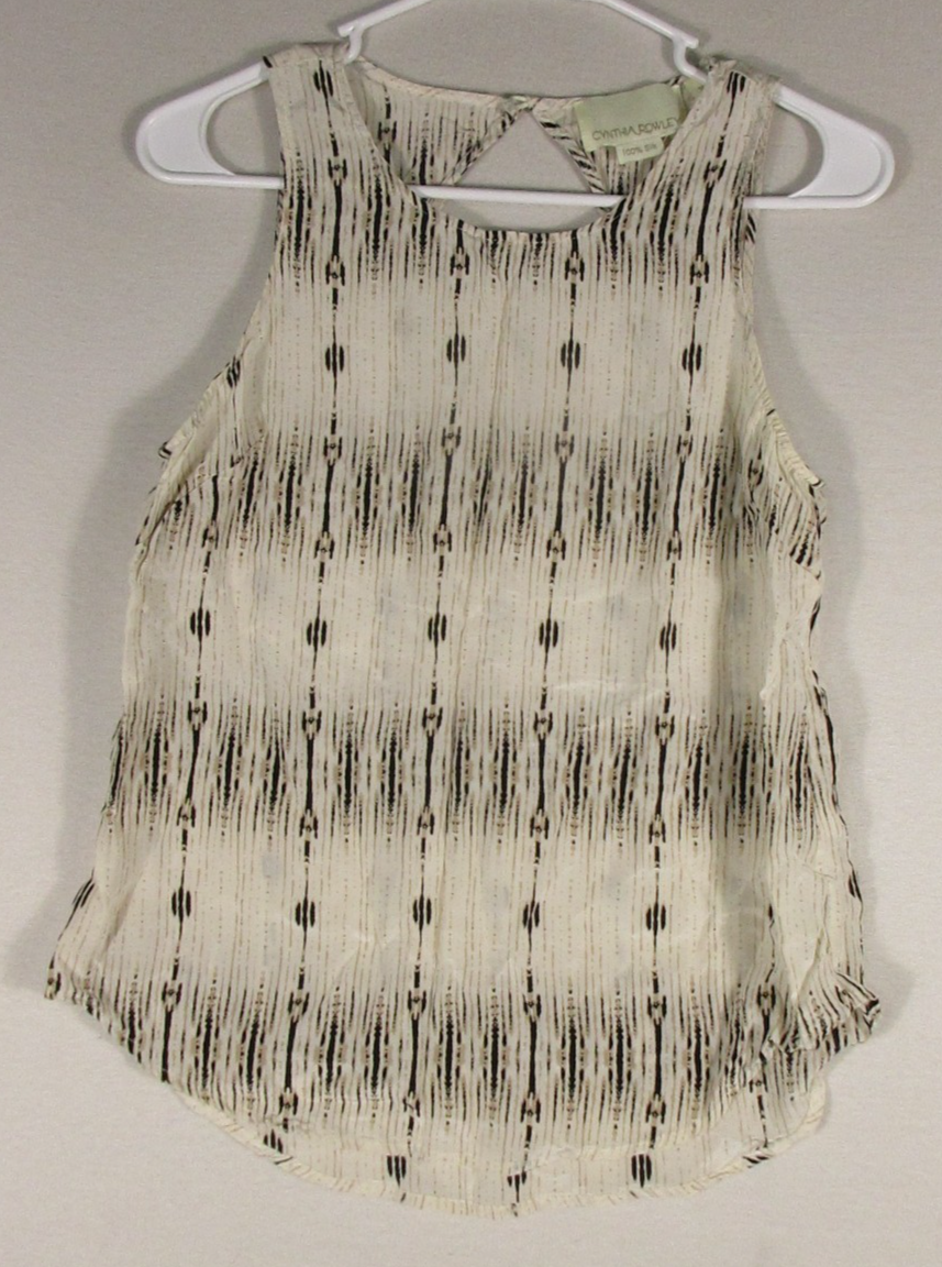 Cynthia Rowley Womens 100% Silk Top Blouse Scoop Neck Sleeveless Size XS Ivory