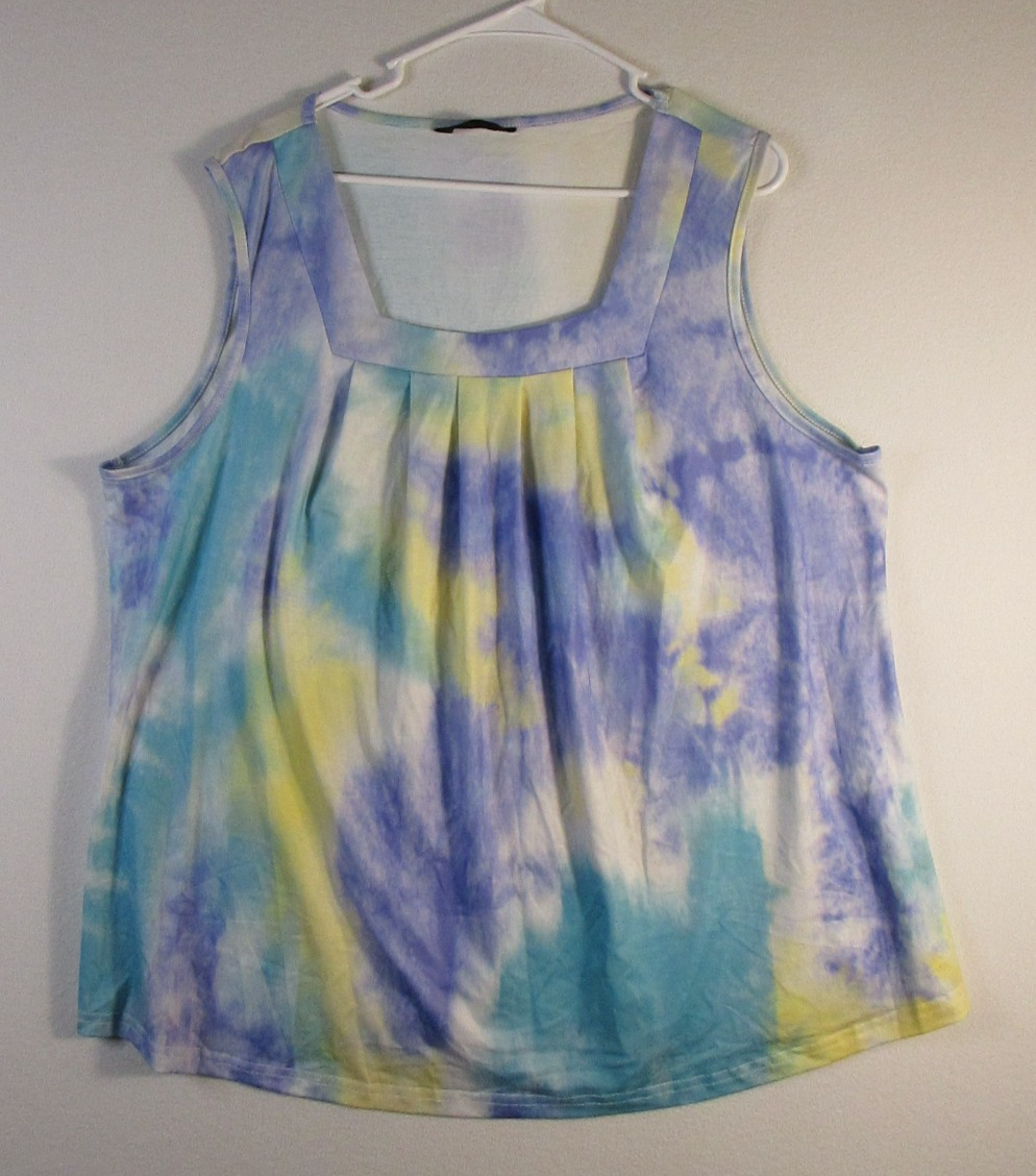 BloomChic Womens Tie Dye Tank Top Sleeveless Square Neck Size 18-20 Multicolor