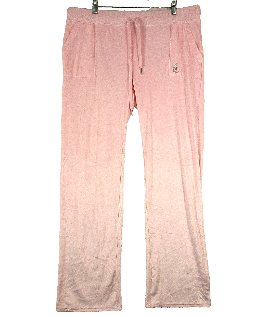 Juicy Couture Womens Mid Rise Track Pants Drawstring Waist Pockets Size XL Pink