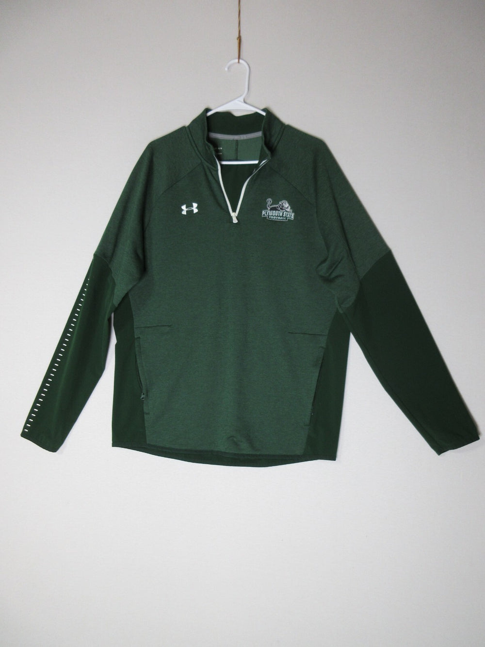 Under Armour Mens Pullover 1/4 Zip High Plymouth State Long Sleeve Size L Green