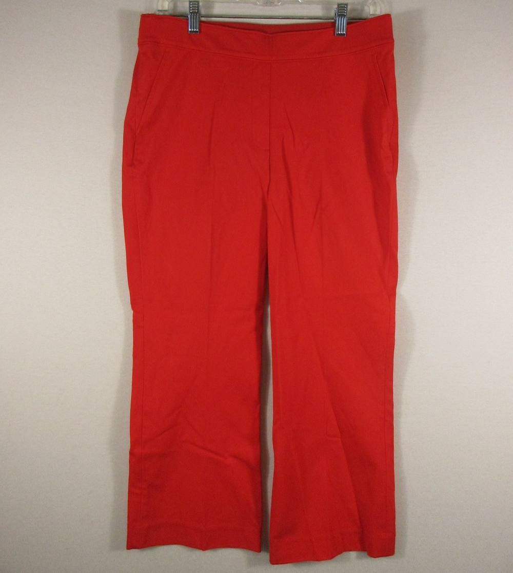 Spanx Womens High Waist Pull-On Pants Straight Leg Pockets Size M Red