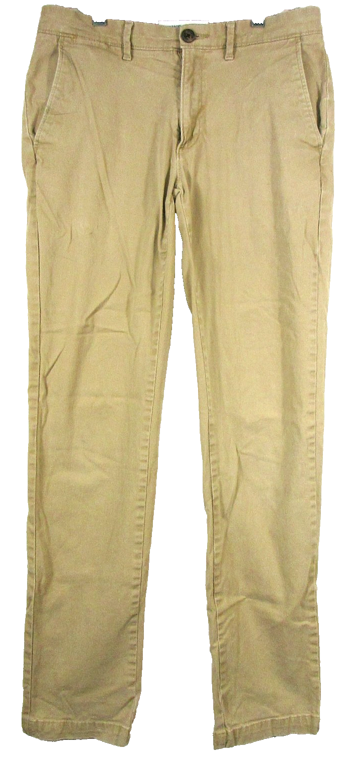 Amazon Essentials Mens Mid Rise Stretch Chino Pants Pockets Size 30WX34L Beige